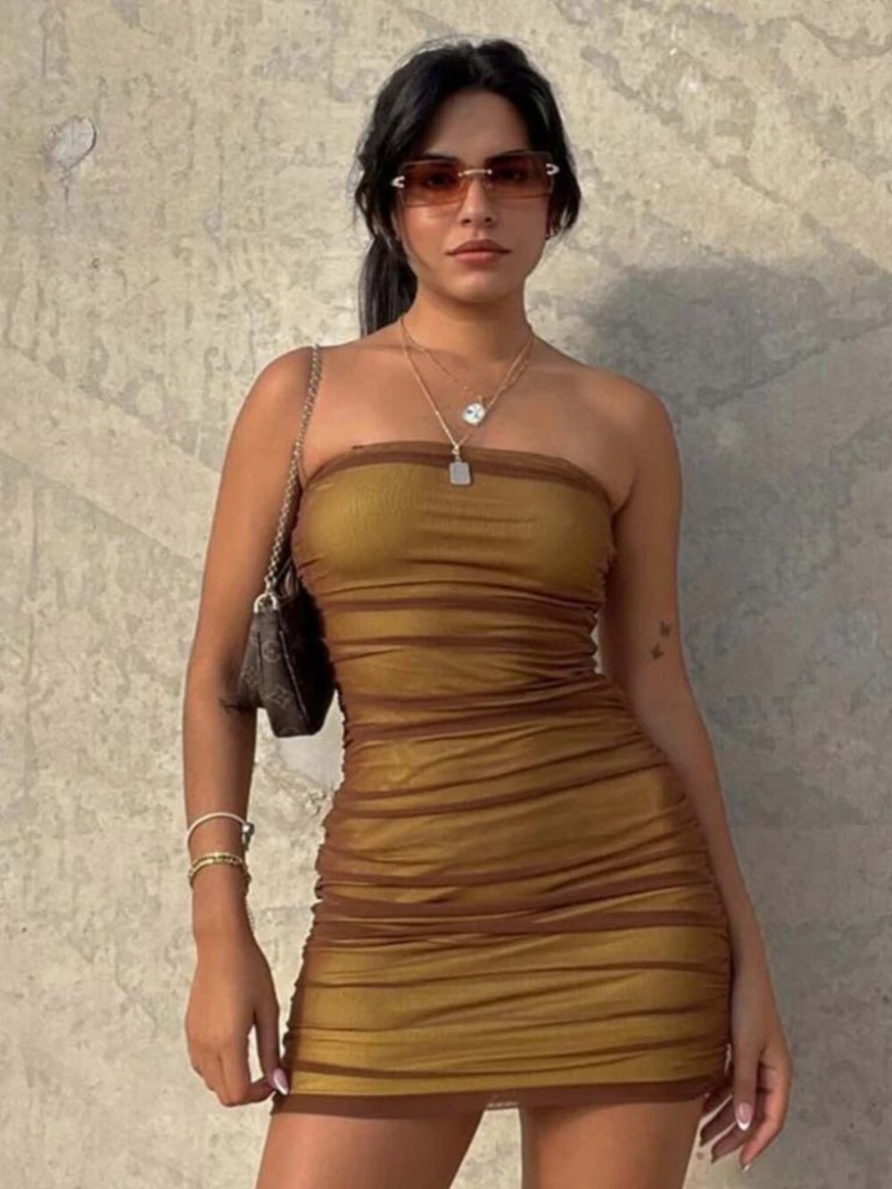 Fifth And Ninth Miami Rimless Gold Brown Gradient Lens Sunglasses Square — image 8 of 8